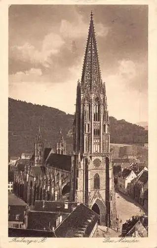 L025 Deutschland 1931 Dom Freiburg im Breisgau Vintage Postkarte
