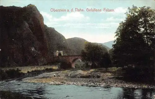 L023 Deutschland 1908 Oberstein Gefallene Felsenbrücke Vintage Postkarte