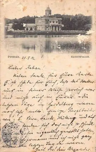 L025 Deutschland 1906 Schloss Potsdam Marmopalais Vintage Postkarte