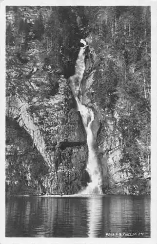 L025 Deutschland Der Schreinbachfall am Königssee Wasserfall RPPC Vintage Postkarte