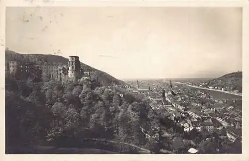 A169 Deutschland 1929 Heidelberg Ansicht Schloss Schlossterrasse Vintage Postkarte