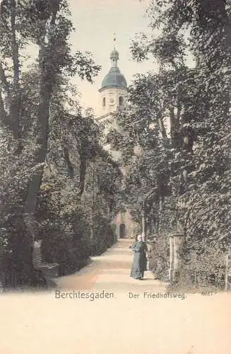L025 Deutschland Berchtesgaden Der Friedhofsweg Chromo Litho Vintage Postkarte