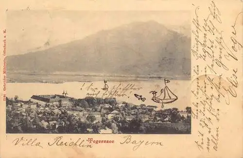 L023 Deutschland 1900 Bayern Tegernsee Panoramablick Vintage Postkarte