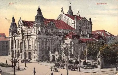 A169 Deutschland 1909 Köln Opernhaus Kutsche Vintage Postkarte