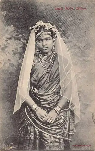 L484 Sri Lanka Ceylon Tamil Bride 1909 Ethno Vintage Postkarte