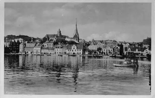 A170 69 Deutschland Flensburg Panorama Flussblick Boote Vintage Postkarte