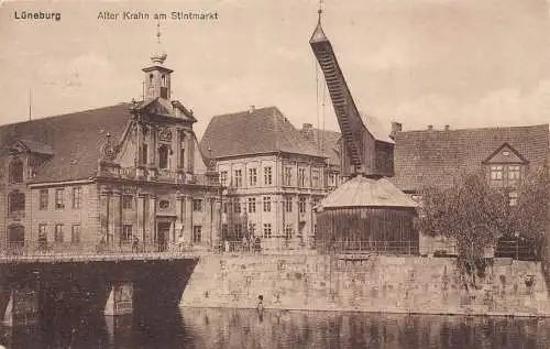 A170 Deutschland 1926 Lüneburg Alte Krahn Kran Stintmarkt Postkarte