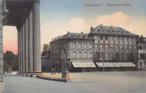 A170 Deutschland 1921 Darmstadt Hoftheater Platz Restaurant Cafe Oper Postkarte