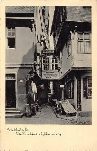 A172 Deutschland 1938 Frankfurt a M alte Apfelwein Bar Kneipe Schilder Wagen Fahrrad Postkarte