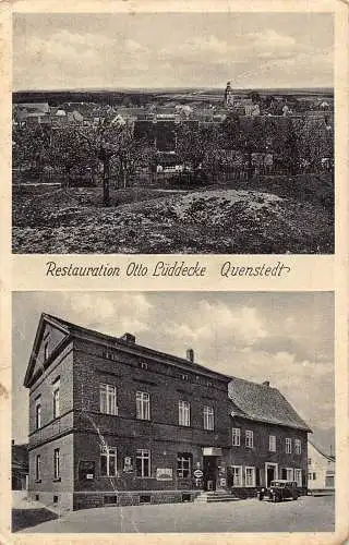 A172 Deutschland 1938 Restauration Gasthof Wirtshaus Otoo Lueddecke Quenstedt Auto Postkarte