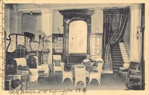 A173 Deutschland 1912 Continental Hotel Lobby Berlin Vintage Postkarte