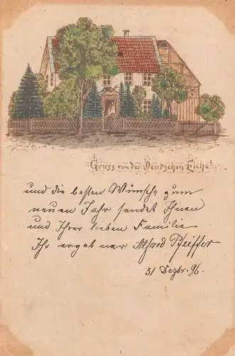 A173 Deutschland 1896 Gruss vom Deutschen Eiche Hotel München München Postkarte