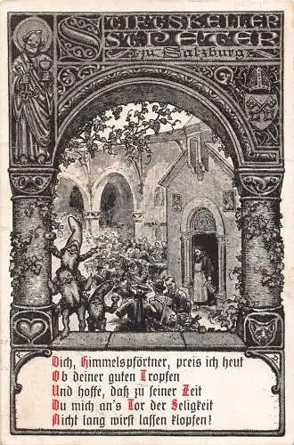 A173 Österreich 1924 Stihtskeller Kloster St. Peter Salzburg Gaststätte Zwerg Postkarte