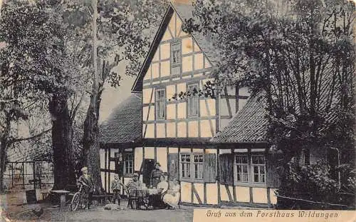 A174 Deutschland 1914 Gruss aus Fortshaus Wildungen Fahrradpension Oldtimer Postkarte