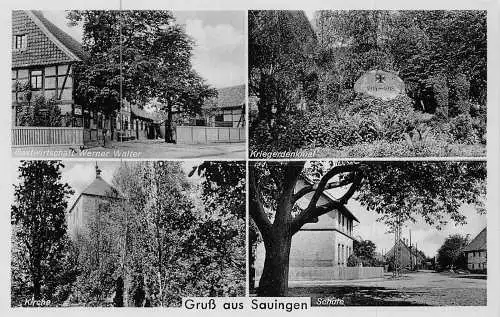 A174 Deutschland Gruss aus Sauingen Schuldenkmal Wirtshaus Werner Walter Postkarte