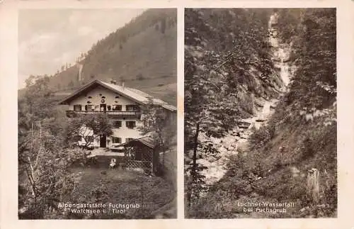 A177 Österreich 1940 Hotel Fuchsgrub Walchsee i Tirol Lochner Wasserfall Postkarte