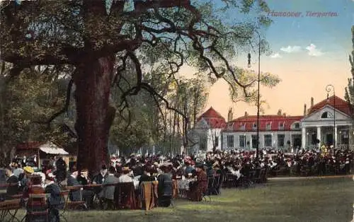 A177 Deutschland 1912 Hannover Tiergarten Sommergarten Restaurant Postkarte
