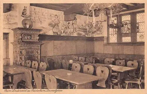 A177 Deutschland 1932 Beim Lindenwirt zu Rüdesheim Drosselgasse Restaurant Postkarte