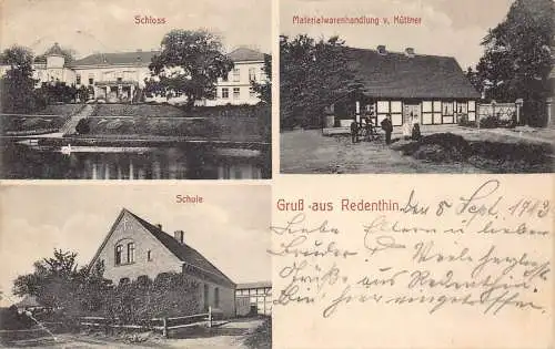A177 Deutschland 1919 Gruss aus Redenthin Materialgüterladen Schulpostkarte