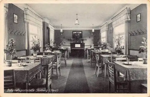 A174 Deutschland Bahnhofsgaststätte Stolberg Harz Restaurant Gasthof Vintage Postkarte