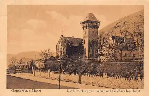 A177 Deutschland 1925 Gondorf ad Mosel Niederburg von Liebieg Gasthaus Postkarte