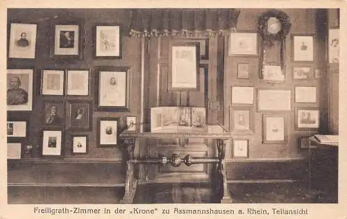 A174 Deutschland Freiligrath Zimmer in KroneAssmannshausen eine Rhein Hotel Postkarte
