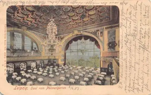 A178 Deutschland 1903 Leipzig Saal Palmengarten Restaurant Vintage Postkarte