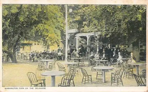 A178 US Washington Park auf der Delaware Sommerterrasse Pub Bar Vintage Postkarte