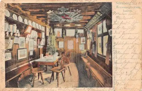 A176 Deutschland 1903 Nürnberg Bratwurstgloecklein Innenraum Vintage Postkarte