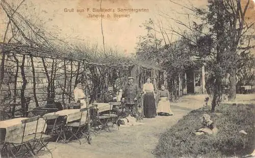 A175 Deutschland 1914 Gruss aus F Bierstedts Sommergarten Terrasse Tenever Postkarte