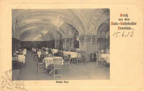 A178 Deutschland 1912 Gruss aus Ratten Weinkeller Dresden Weinkeller Kneipe Postkarte