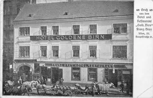 A176 Österreich Gruss aus Hotel und Restaurant Goldene Birn Wien Postkarte