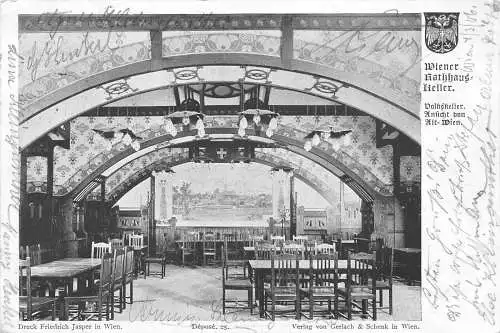 A176 Österreich 1906 Wien Wiener Rathhaus Keller Bar Postkarte