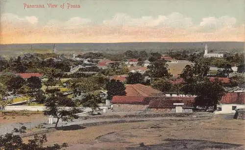 A007 Indien Panoramablick auf Poona Vintage Postkarte