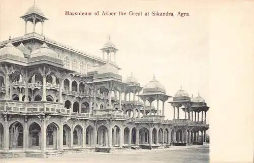 A006 Indien Agra Mausoleum von Akber dem Großen in Sikandra Vintage Postkarte