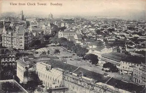 A007 Indien Bombay Mumbai Blick vom Uhrturm Vintage Postkarte