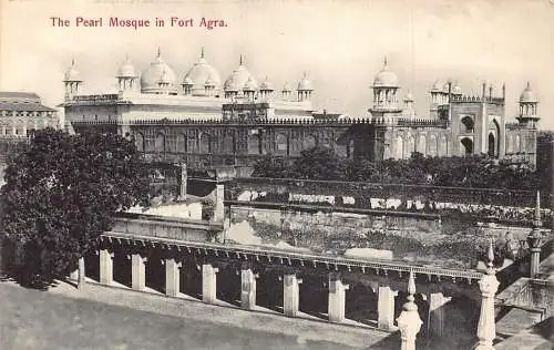 A006 Indien Die Perlenmoschee in Fort Agra Vintage Postkarte