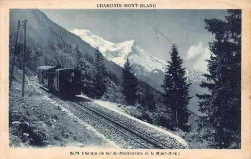 A761 Frankreich Chemin de fer du Montenvers et Mont Blanc Zug Eisenbahn Postkarte