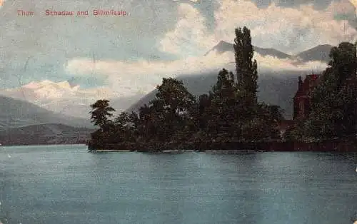 A761 Schweiz 1904 Thun Schadau und Bluemlisalp alte Postkarte