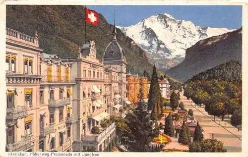 A761 Schweiz Interlaken Höhenweg Promenade mit Jungfrau Hotel Postkarte