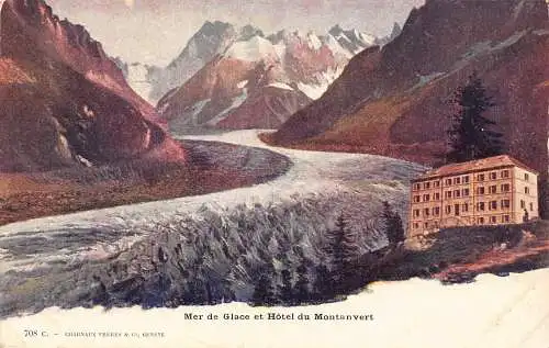 A761 Schweiz Mer de Glace et Hotel du Montanvert Vintage Postkarte