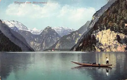 A761 Deutschland Königsee vom Malerwinkel Bootsmann Vintage Postkarte
