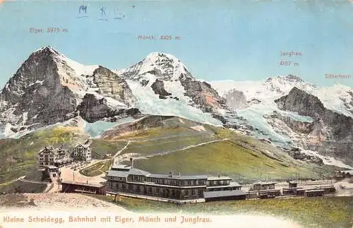 A761 Schweiz Berge Kleine Scheidegg Bahnhof Eiger Postkarte