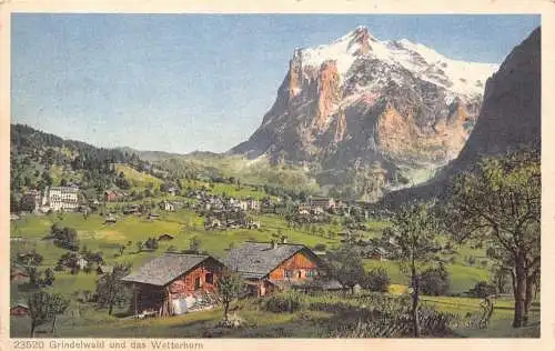A761 Schweiz 1928 Grindelwald und Wetterhorn Vintage Postkarte