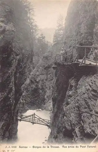 A761 Frankreich Servoz Gorges de Diosaz Vue Pont Naturel Brücke Vintage Postkarte