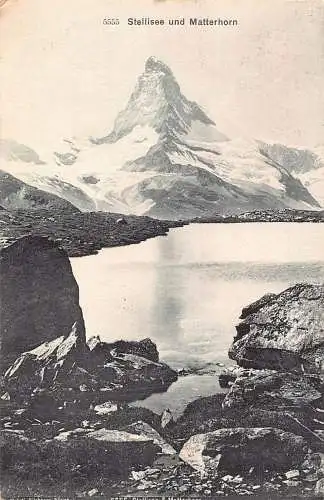 A761 Schweiz 1908 Stellisee und Matterhorn Vintage Postkarte