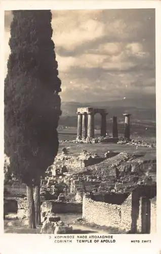 A762 Griechenland Korinth Tempel der Apollon Ruinen RPPC Vintage Postkarte