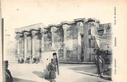 A762 Griechenland Athen Stoa d'Adrien Polizisten Vintage Postkarte