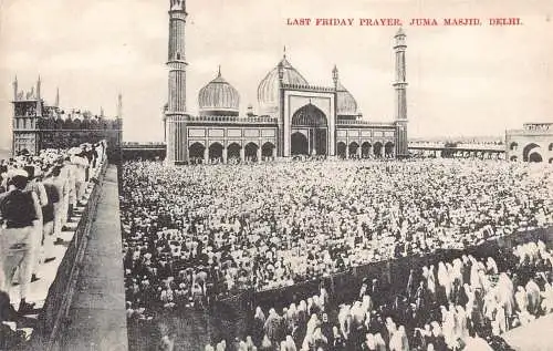 A006 Indien Letztes Freitagsgebet Juma Masjid Delhi Vintage Postkarte