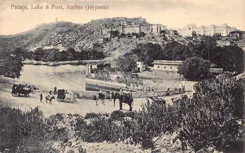 A006 Indien Jeypore Palace Lake Fort Amber Elefant Träger Kutsche Postkarte